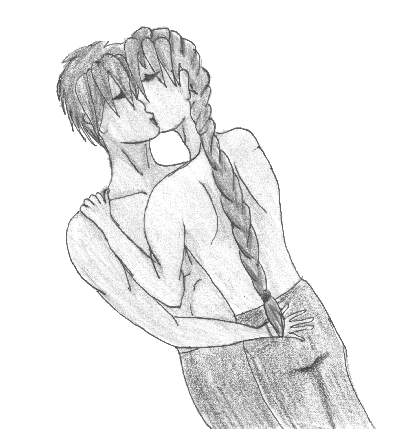 Hiiro and Duo kissing.  Rather nice for a second attempt